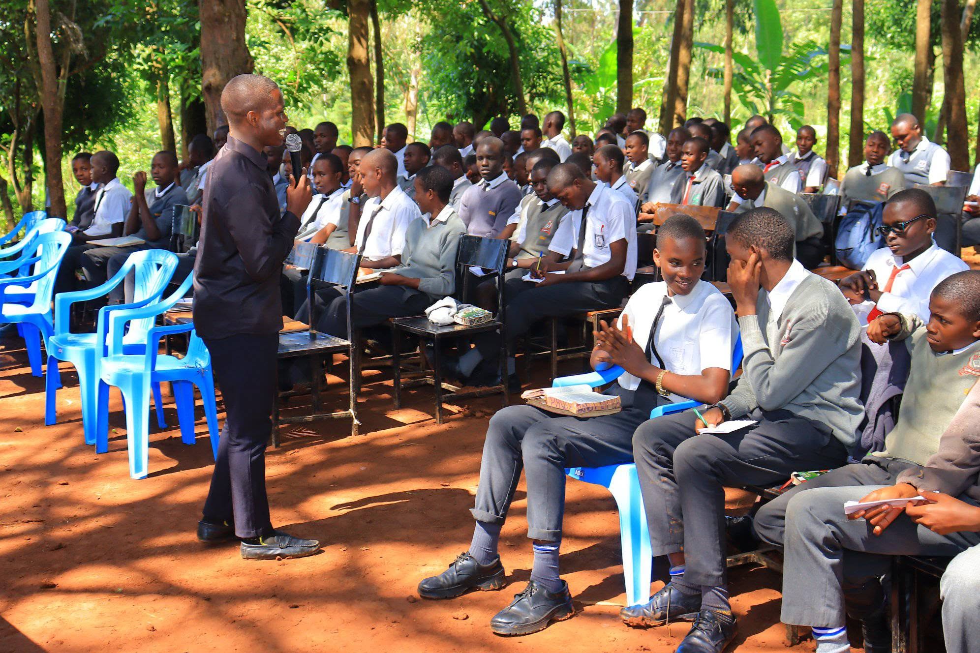 Mentor addressing students during the Vihiga Empowerment Mission